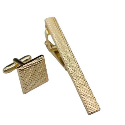 China Copper material Business wear rectangular cufflinks tie clip set Tie clip Gift box Black cufflinks for sale