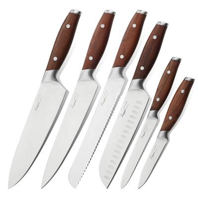 China Sustainable Super Sharp Chef Cooking German Japanese Pakka Wood Handle Damascus Halo Knife for sale