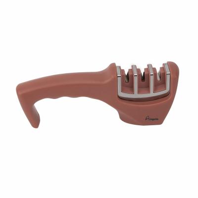 China Sustainable 3 Stage Kitchen Hand Held Knife Sharpener For Sharpening Metal Knives for sale