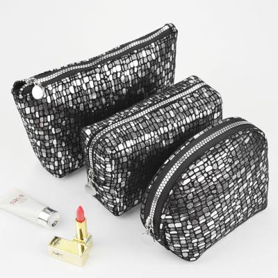 China Nightclub Handbag Fast Delivery Women Lady Elegant 3 Sizes Set Toiletry Makeup Kit Bag for sale