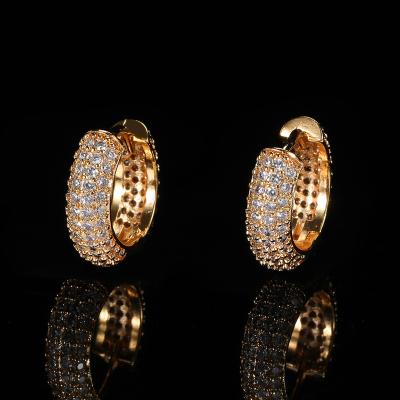 China TRENDY Gold Plated 925 Sterling Silver Diamond Iced Out Hoop Earrings For Men for sale