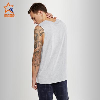 China Ingor Anti-Shrink Custom Vest Mens Plain Cotton Sleeveless Tank Top Gym for sale