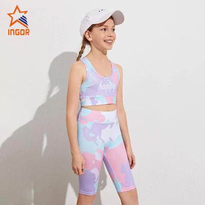 China Breathable Kids Sport Wear Yoga Pants Clothes Kid Activewear Gym Bra And Fitness Wear Kids Wear Gaiters Sport Clothing for sale