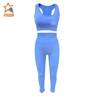 China 2021 antibacterial seamless hot sale plus size yoga sets tops and leggings for women gym suite for sale