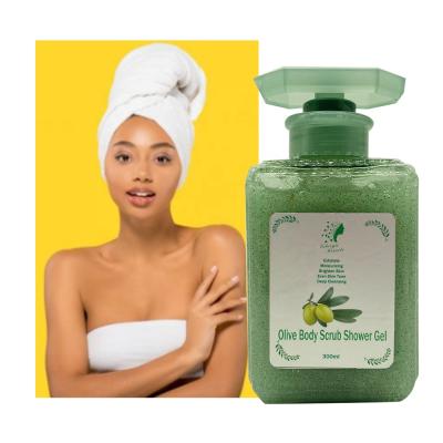 China Whitening Organic Natural Olive Scrub Shower Gel To Gently Exfoliate To Brighten Skin Peel Even Tone Dead Skin Peeling Gel Body Wash for sale