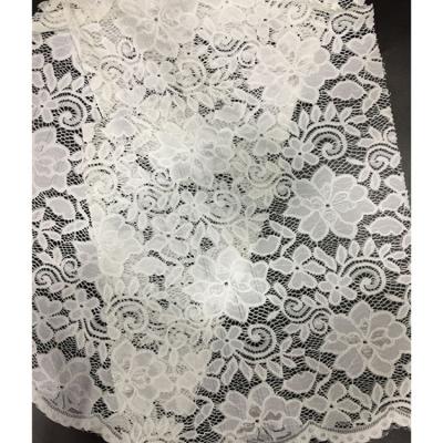 China 2019 Large White Viable Flowers Stretch Nylon And Spandex Lace Fabric For Blouses And Skirts for sale