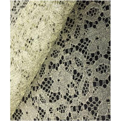 China Sustainable Mint Green Flowers Printed Lace Material Gold Silk Fabric For Lady Dress And Apparel for sale