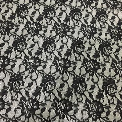 China 2021 Sustainable Discount Black Flowers Designs Stock 100% Nylon Soft Lace Tulle Fabric for sale