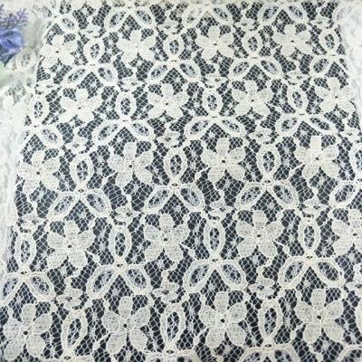 China Viable White Lace Fabric Nylon And Cotton Fabric For Elegant Lady Dress Wedding Dress for sale