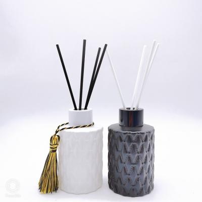 China Six-edge Design Glass Bottle Eco-friendly Recyclable Unique Diffuser Black 200Ml 120Ml White Aromatherapy Bottle for sale