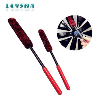 China Wool Blended Fabirc + 2 PCS Plastic Wool Wheel Cleaning Brush Premium Car Rim Detailing Brushes for sale