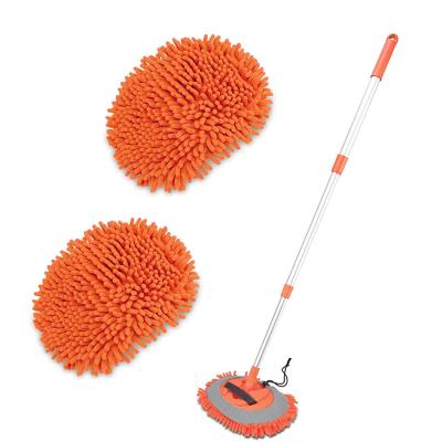 China Car Care Tools 3pcs Extendable Chenille Car Wash Microfiber Car Wash Brush Handle Cleaning Broom for sale