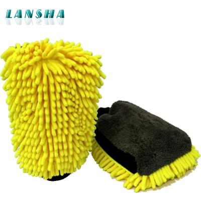 China Eco - Friendly Glove Type And Chenille Material Car Wash Microfiber Cleaning Glove for sale