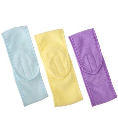 China Fashion Microfiber Velcro Head Tape Makeup Shower Elasticity Non-slip Hair Band for sale