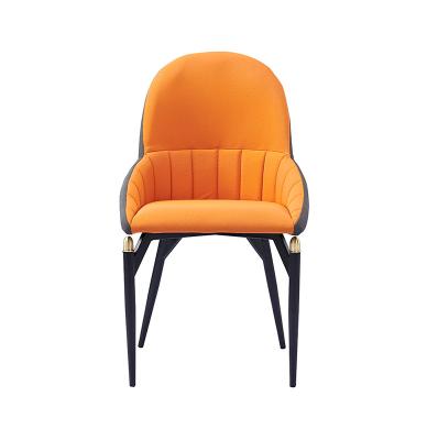 China Retro Modern Design Style High Density Foam Chair Leatherette Dining Chair Orange Metal Dining Chair for sale