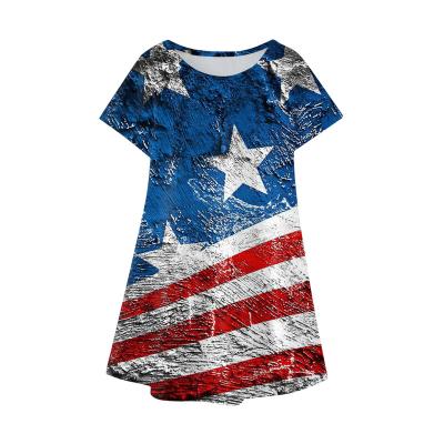 China Children's Breathable Digital Print Cotton Summer Girl's Casual Dress for sale