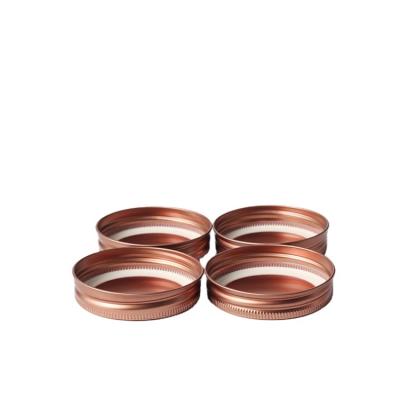 China Factory Sale 70mm Copper Color Pilfer Proof Regular Screw Canning Lids Mason Jar Flat Lids Caps for sale