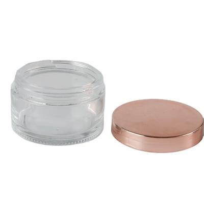 China 200g Garment Cream Glass Jar With UV ROSE Color Plastic Lids For Cosmetic Packaging for sale