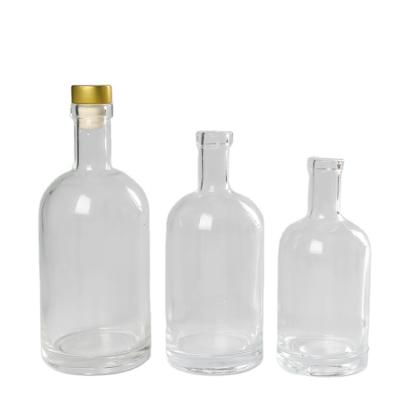 China Wholesale 750ml 500ml 375ml 200ml 100ml Garment Vodka Spirit Gin Rum Glass Liquor Bottle With Cork for sale