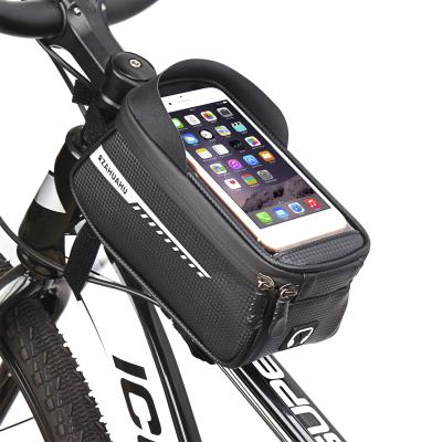 China Easily Touch Waterproof Cycling Bike Front Tube Touch Screen Bag Bicycle Frame Pannier For Mobile Phone for sale