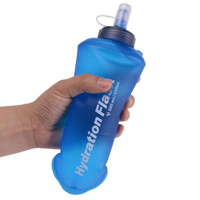 China 500ml BPA Free TPU Collapsible Viable Soft Water Bottles Collapsible Flask For For Running Climbing Recycling Sports for sale