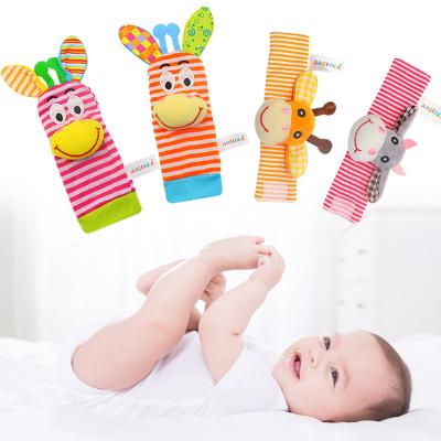 China Funny Baby Gift Baby Infant Donkey Cute Socks Ratchets Toys Wrist Rattles And Foot Finder 0-24 Month for sale