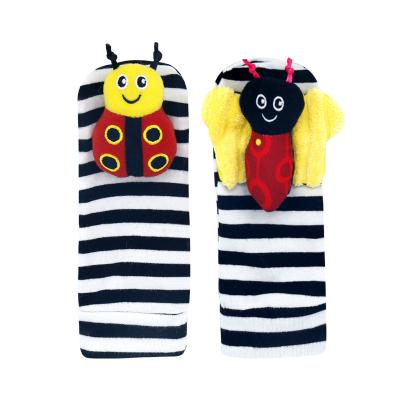 China Infant Cute Inflatable Baby Ladybug Bee Socks Ringing Toy Wrist with Foot Ringer Socks Ratchet for sale