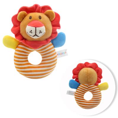 China Funny Soft Bell Toy Soft Toy Baby Stuffed Plush Hand Ring Infant Hand Rattle Toy for sale