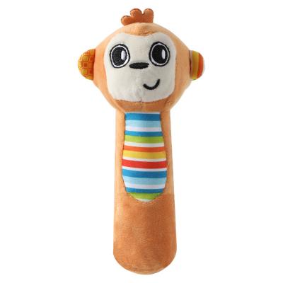 China Funny Plush Stuffed Baby Hand Rattle Baby Rattle bb Stick Toy Cute Cat Elephant Monkey Panda Panda Baby Rattle Stick Toy for sale