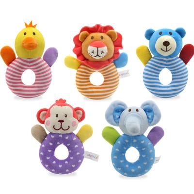 China Funny Soft Toy Bell Soft Toy Baby Plush Hand Ring Stuffed Plush Infant Hand Rattle Toy For Toddler for sale