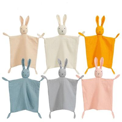 China Eco-Friendly Material Soother Newborn Soothe Sleeping Toys Baby Bib Kawaii Rabbit Nursing Cuddle Covering Handkerchief for sale