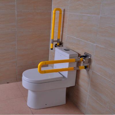 China Modern Nylon / ABS Surface Finishing White And Yellow Color Toilet Grab Bar for sale