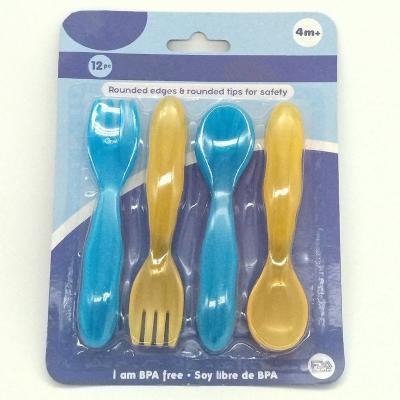 China BPA Free Best Selling 12PC Pack Transparent Baby Feeding Spoons And Forks Eco-friendly Food Grade For Kids for sale