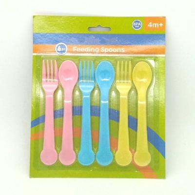 China Best Selling BPA Free Pack 6PC Baby Feeding Spoons And Forks Eco-friendly Food Grade For Kids for sale