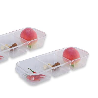 China Transparent Freshness Keeping 3 Compartment Keep Fresh Storage Box Fridge Kitchen Organizer for sale