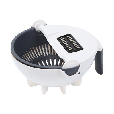 China Viable Multifunctional Fruit and Vegetable Cutter Rotate Manual Cleaver with Drain Basket for sale