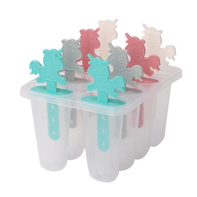 China Ice Cream Tool High Quality 8 Grid Cartoon Animal Reusable Silicone Ice Cream Mold With Lid For Kids for sale