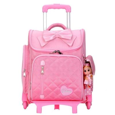 China Detachable Anti-theft Kids Trolley With 6 Wheels Kids Trolley School Travel Bags For Student Girls Wheeled School Bag for sale