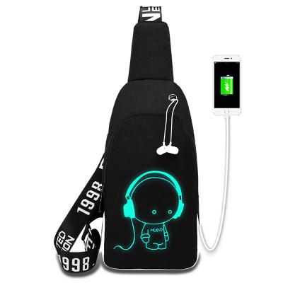 China Breathable Men USB Personality Design Luminous Package Filling Best Cross - Body Chest Bag for sale