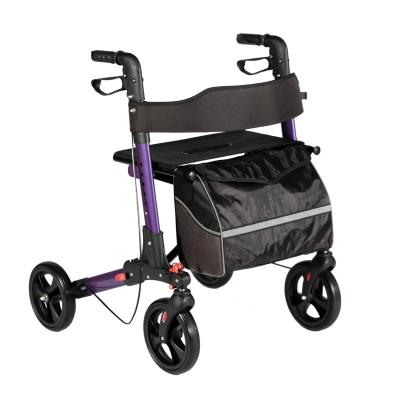 China 4 Wheels Aluminum Mobility Walking Aids Double Braking System Seniors Walking Comfortable And Easy To Maneuver for sale