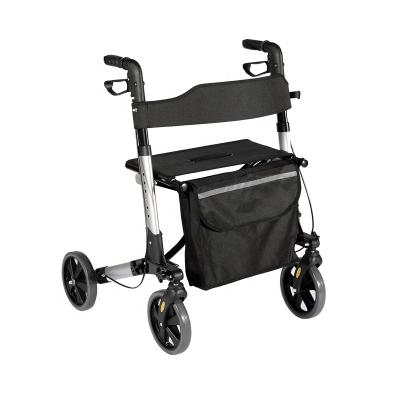 China Double Folding Aluminum Euro Rollator Walker Fashionable Aluminum Shopping Cart With One Shopping Bag TRA01 for sale