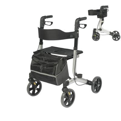 China Light weight lightweight stand up walker rollator aluminum folding sturdy sight shopping bag with reflector TRA34 for sale