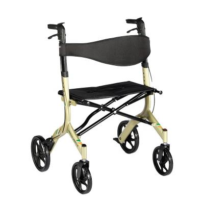 China Products Aluminum Medical Rollator Walker With Extra Wide Padded Seat\10inch Wheels With Adjustable Seat Height And 440 Pounds Weight Capacity for sale