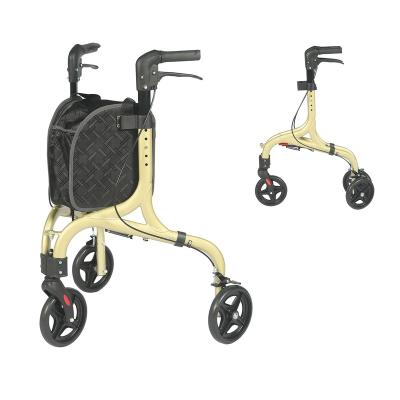 China Aluminum Medical Rollator TRB01 , Small Rollator 115KG 3 Wheels Aluminum Capacity Champagne for sale