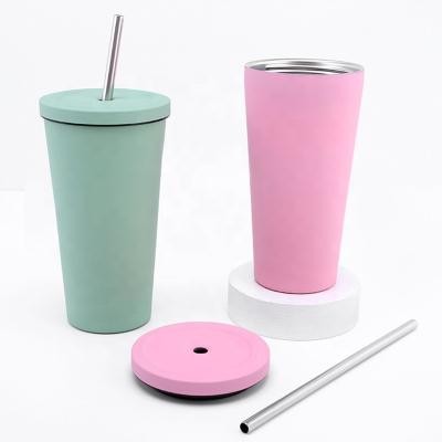 China Large 500ml Coffee Mug Vacuum Travel Tumbler Cup Temperature Control Tea Tumbler with Lid and Straw Viable Hot and Cold for sale