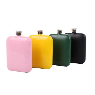 China Reusable Color Stainless Steel Hip Flask With Never-lose Metal Lip for sale