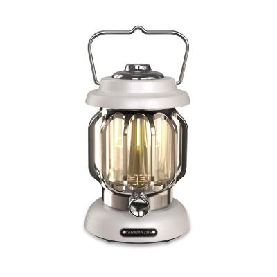 China LED Camping Hanging Lantern, Retro Metal Rechargeable Camping Light, Battery Operated Green Hanging Candle Lamp for sale