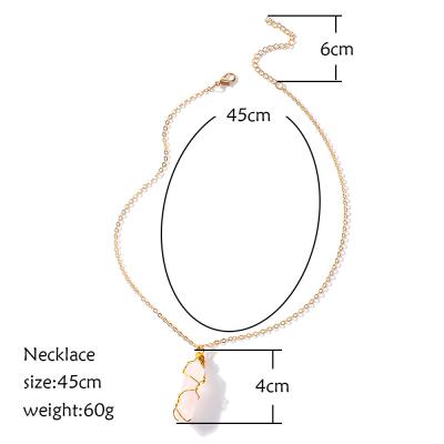 China FASHION Dot Jewelry Healing Quartz Column Hexagon Pendant Necklace For Women for sale