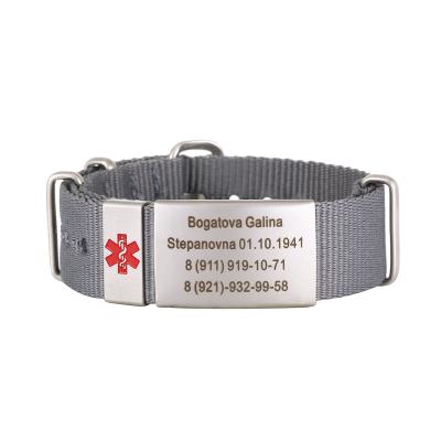 China Disc ID Information For One Emergency Fashion Cloth Nylon ID Wristband Customized Customized Adjustable Wristband for sale