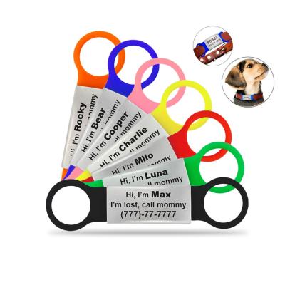 China Custom Pet Name ID Tag Sublimation Collar Accessories Silicone Pet ID Tag JEWELED for sale